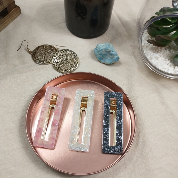 3pc Mother of Pearl Hair Clips - Picture 5 of 5